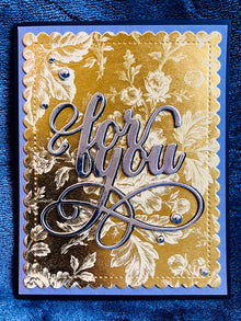 Sophisticated Gold Foil Floral Imprint Card – For You Sentiment