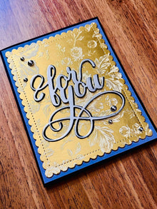 Sophisticated Gold Foil Floral Imprint Card – For You Sentiment