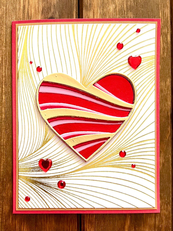 Wavy Heart with Wavy Background Blank Card