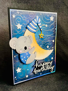 Koala and Crescent Moon Happy Birthday Card