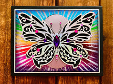 Rainbow Burst Silver Butterfly Blank Card