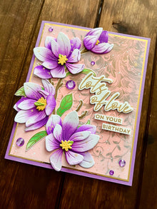Violet Magnolias Lots of Love on Your Birthday Card