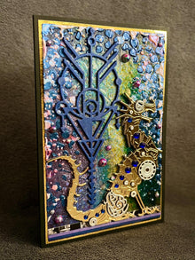 Gold Dragon Mixed Media Background Mini Slimline Blank Card