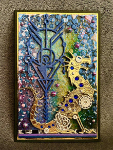 Gold Dragon Mixed Media Background Mini Slimline Blank Card