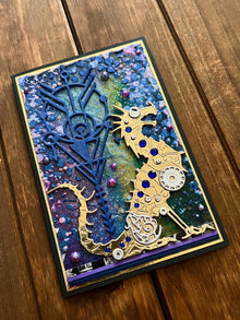 Gold Dragon Mixed Media Background Mini Slimline Blank Card