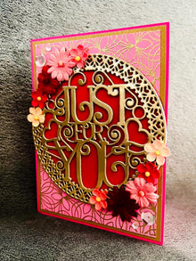 Gold Just For You Circle with Paper Flowers Card