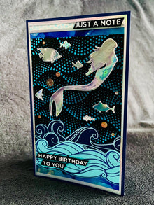 Surface Ascending Mermaid Just a Note Happy Birthday Slimline Card