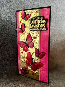 Butterfly Cluster Mini Slimline Birthday Wishes Across the Miles Card