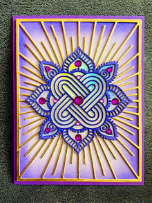 Purple Zen Mandala Radiant Rays Blank Card