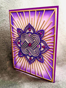 Purple Zen Mandala Radiant Rays Blank Card