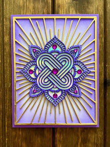 Purple Zen Mandala Radiant Rays Blank Card