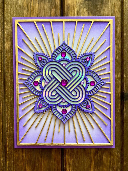 Purple Zen Mandala Radiant Rays Blank Card