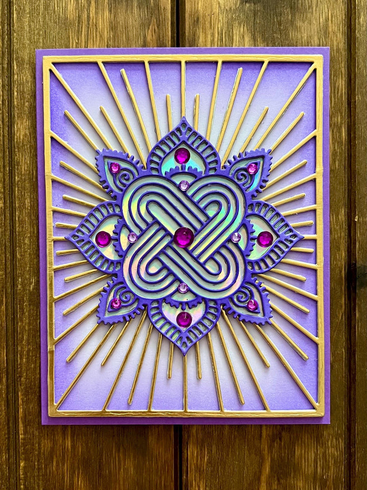 Purple Zen Mandala Radiant Rays Blank Card