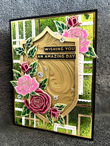 Rose Adorned Shield Wishing You An Amazing Day Card