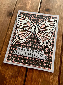 Silver and Rose Gold Butterfly Happiest of Birthdays Card