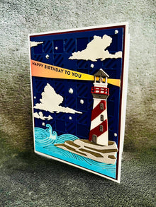 Lighthouse at Night Scene Happy Birthday to You Card