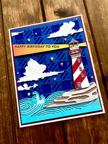 Lighthouse at Night Scene Happy Birthday to You Card
