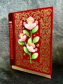 Red Book with Pink Florals Birthday Wishes Card