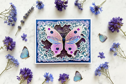 Flutter Wing Violet and Blue Butterfly Blank Card