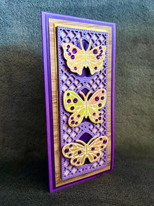 Gold Bejeweled Butterfly Trio Purple Mini Slimline Blank Card