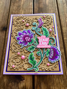 Folk Style Flower Vine with Paisley Background It’s Your Day Celebrate Card
