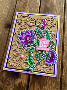 Folk Style Flower Vine with Paisley Background It’s Your Day Celebrate Card