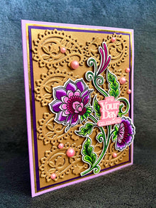Folk Style Flower Vine with Paisley Background It’s Your Day Celebrate Card