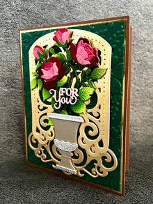 Red Rose Bush in Vase For You Card