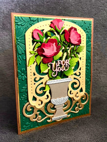 Red Rose Bush in Vase For You Card