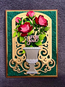 Red Rose Bush in Vase For You Card