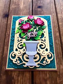 Red Rose Bush in Vase For You Card