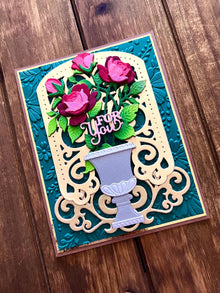 Red Rose Bush in Vase For You Card