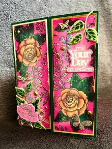 Ornamental Floral Print with Diecut Butterfly and Rose Accents It’s Your Day Celebrate Gatefold Card