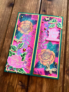 Ornamental Floral Print with Diecut Butterfly and Rose Accents It’s Your Day Celebrate Gatefold Card