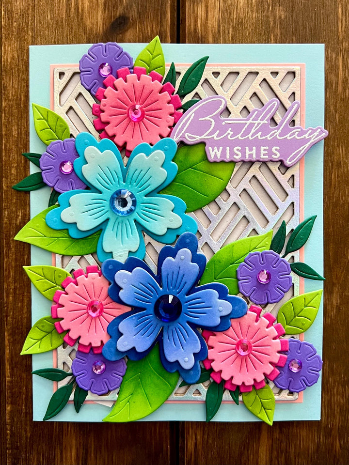 Fanciful Floral Cluster Birthday Wishes Card