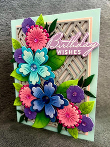 Fanciful Floral Cluster Birthday Wishes Card