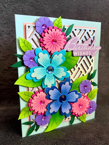 Fanciful Floral Cluster Birthday Wishes Card