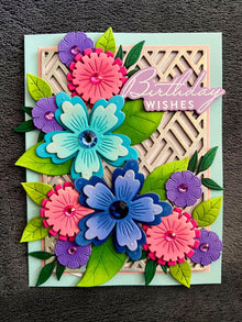 Fanciful Floral Cluster Birthday Wishes Card