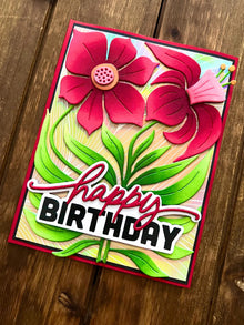 Elegant Red Daffodil Duo Happy Birthday Card
