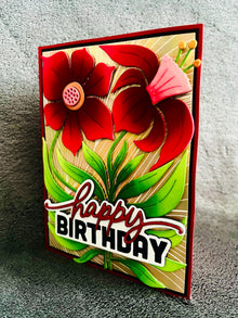 Elegant Red Daffodil Duo Happy Birthday Card