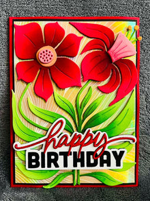 Elegant Red Daffodil Duo Happy Birthday Card