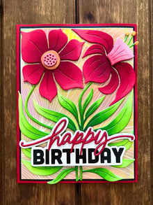 Elegant Red Daffodil Duo Happy Birthday Card