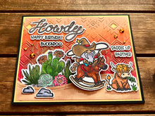 Shaking Cowboy Gnome with Bull Cactus Scene Howdy Happy Birthday Buckaroo Card