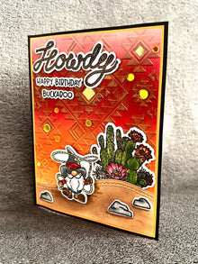Lassoing Cowboy Gnome and Cactus Scene Howdy Happy Birthday Buckaroo Card