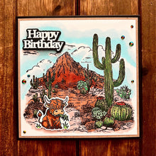 Bull and Cactus Desert Scene Happy Birthday Card