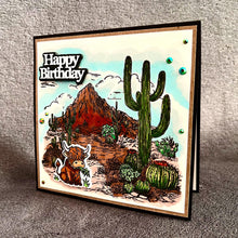 Bull and Cactus Desert Scene Happy Birthday Card
