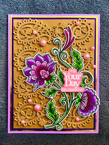 Folk Style Flower Vine with Paisley Background It’s Your Day Celebrate Card