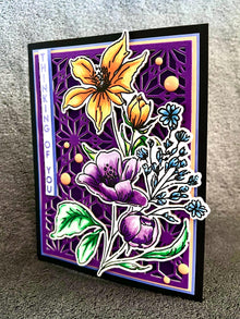 Orange and Purple Floral Spray Geometric Background Thinking of You Card