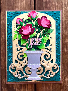 Red Rose Bush in Vase For You Card
