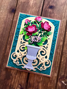 Red Rose Bush in Vase For You Card